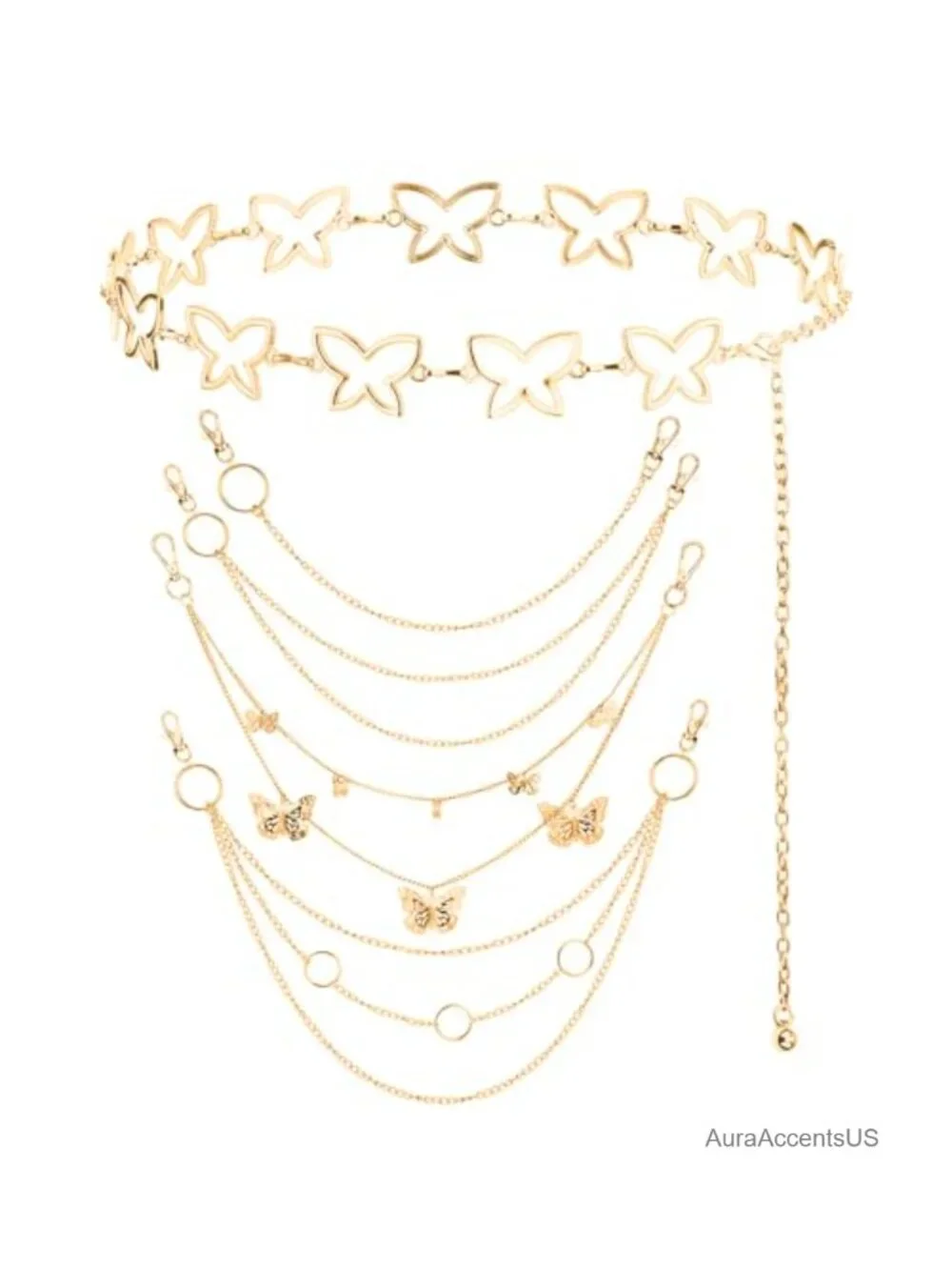 Set of 5 Punk Waist Chain Belt for Women Wallet Chain Y2K Goth Accessories